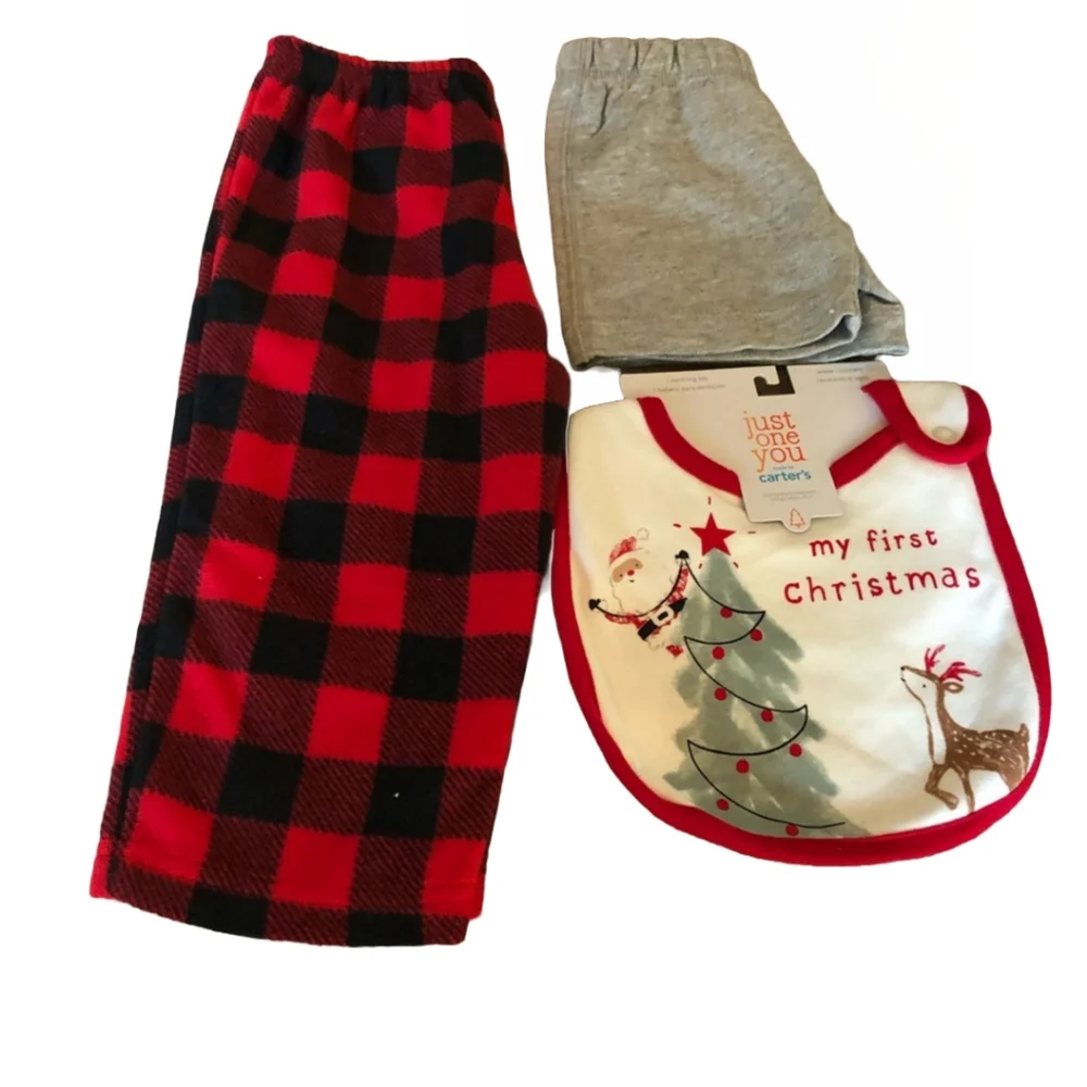 Carter's Baby | 3 Piece Bundle Pajama Pants, Bib, Shorts